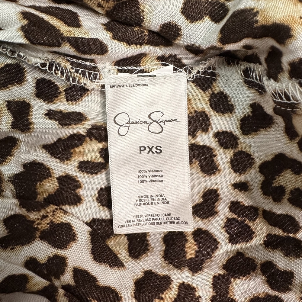 Jessica Simpson Gabbie High-Low Flutter Sleeve Cheetah Dress Size PXS - Picture 4 of 4